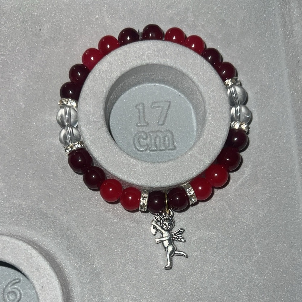 Burgundy Beaded Bracelets with Silver Accents and Charms